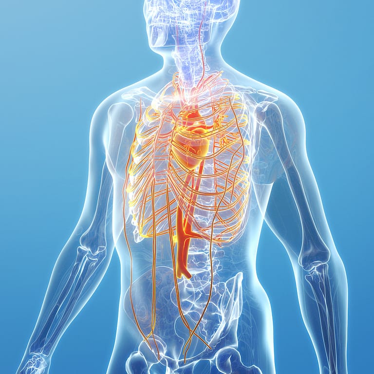 cinema 4d rendering of the structure of the human circulatory system